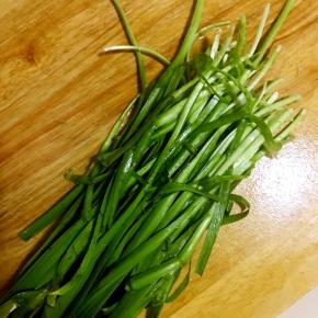 韭菜摘好，冲洗干净