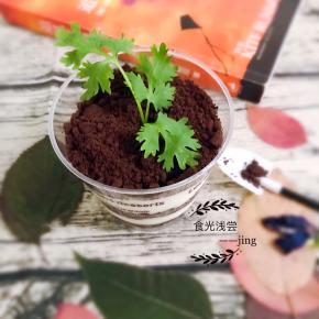 8.然后上面装饰小植物，比如薄荷叶，或者芹菜叶等，是不是很像一个小盆栽…