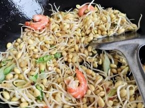 再倒入豆芽炒