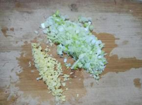 葱、姜剁碎末。