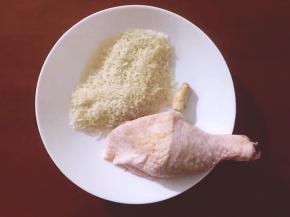 准备一个鸡腿，大米