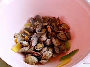 留下底部的花蛤和沉淀物。