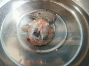 虾煮熟。