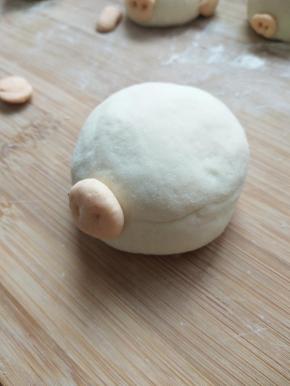 先做一个小猪嘴，投两个小猪鼻子