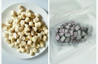 番薯圆
吃不完的撒一些木薯粉防粘，装袋放入冰箱冷冻