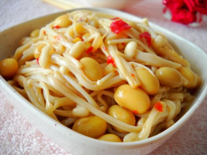 腊八豆拌金针菇