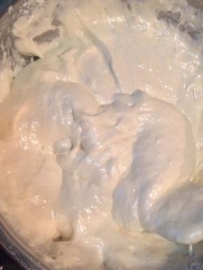 再用刮刀上下拌合蛋糊和面粉