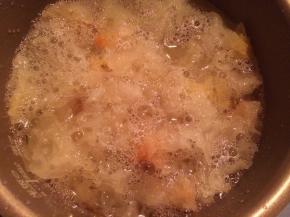 把浸泡好后的银耳放进电饭煲里