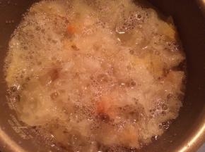 把浸泡好后的银耳放进电饭煲里