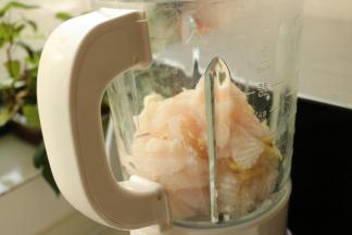 鱼片和适量姜末葱末加入破壁机。