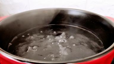 锅中注水烧开。