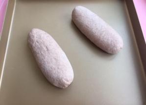 收口朝下放烤盘发酵（烤箱温度36度发60分钟，无糖相对发酵慢）