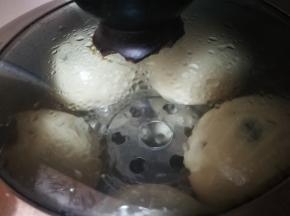面团发酵到1.5倍大，用手轻按表面，缓慢回弹就是发好了热水上锅蒸，水开后大火26分钟，关火后不要揭盖，防止馒头塌陷，闷3--5分钟，再开盖