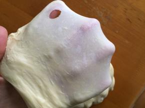 揉出面团能拉出薄膜，就可以了，面包机里发酵