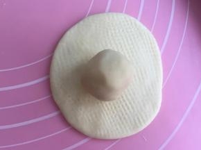 酥皮面团擀成圆片，放入油酥面团包好