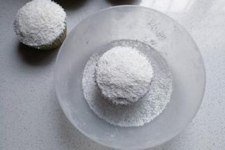 再在奶油表面撒上适量椰蓉；