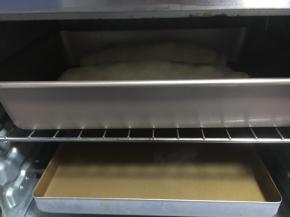 放入烤箱进行第二次发酵，我的烤箱没有发酵功能但是不影响发酵，烤箱下边放一盘开水（我换了2次开水），静置发酵约40分钟～60分钟左右。