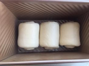 卷起放入吐司盒。烤箱35度发酵（烤箱里放碗热水）