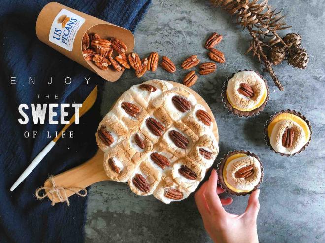 碧根果芝士棉花糖派