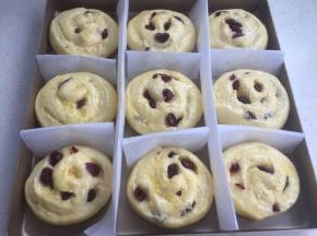 烤箱30度发酵到1.5倍（温度不能再高，黄油多的缘故）刷上蛋黄液，筛些细砂糖。