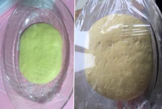 然后按压排气，折成被子状，压扁。包保鲜膜放冰箱5度冷藏发酵12小时以上