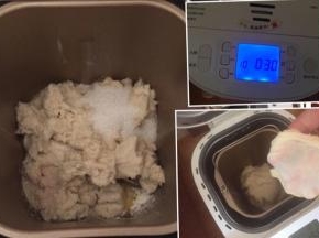 撕碎中种面团，加入主面团材料揉出薄膜。