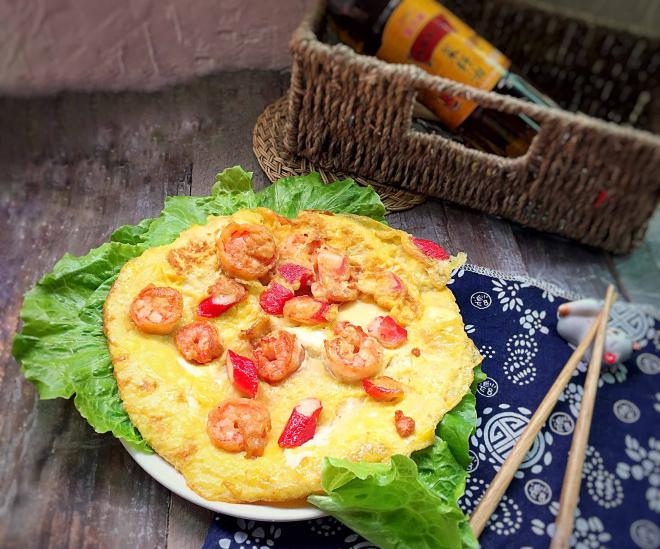 虾仁蟹味蛋饼
