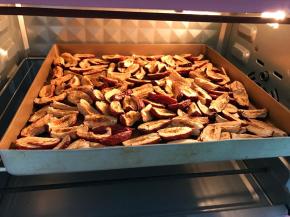 红枣洗净去核切条，烤箱150度烤几分钟去除水气