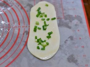 刷一层薄薄的油，撒上细盐、葱花