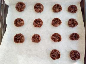 烤盘和油纸铺好，挤出曲奇胚