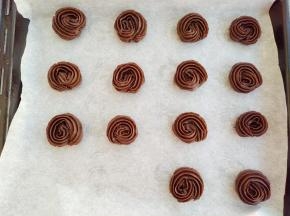 烤盘和油纸铺好，挤出曲奇胚