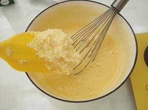 将打发好的黄油加入，搅拌均匀。