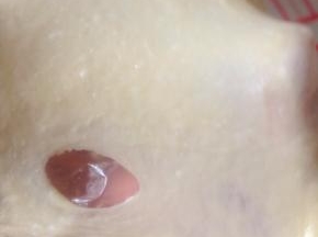 10、做餐包 到扩展阶段就可以 喜欢拉膜的话 可以切一块下来 拉开就是这样 厚的膜 戳个洞 不是很光滑  如果做吐司 还需要继续揉