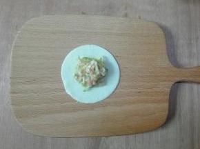 取一张饺皮放适量馅