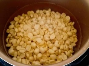 莲子放入高压锅，加入水没过莲子