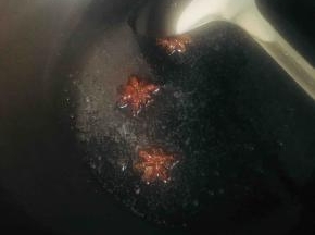 锅留底油放入八角爆出香味
