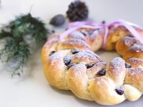 超有圣诞气息的花环面包～