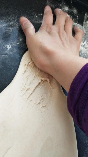 开始揉面，向一边撕拉揉面，上下或左右撕拉，10-12分钟即可揉成光滑面团