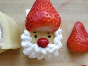 将少许黑巧克力装入裱花袋，用电吹风的热风功能融化，在鼻头两侧挤出圆圆的小眼睛。