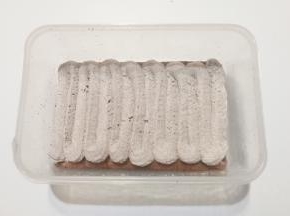 接着挤上一层粤利奥奶油，再铺一层蛋糕片；（我铺的三片两层奶油夹心）