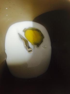 2. 在面包机中加入牛奶和鸡蛋