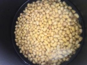 黄豆提前用电压力锅煮熟，放冰箱冷藏，随用随取