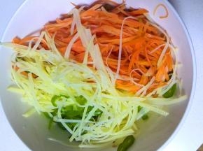 捞出的菜丝放入大碗里