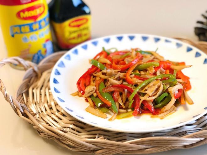 三彩手撕杏鲍菇