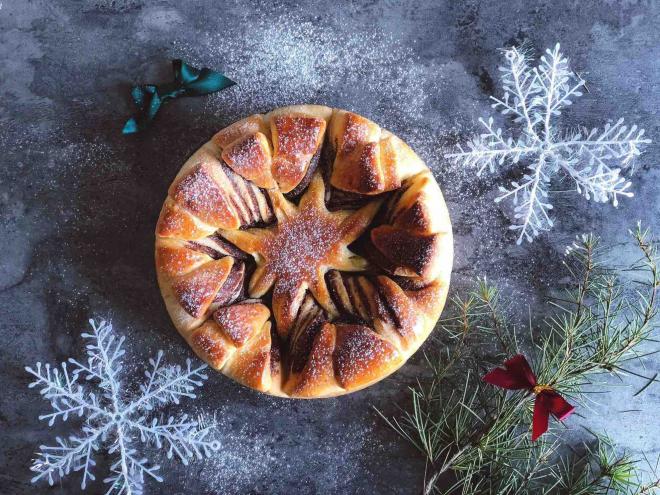 圣诞雪花豆沙手撕包