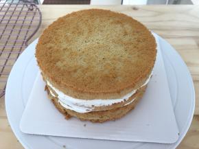 最后盖上剩下的一片蛋糕