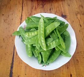 荷兰豆洗净，去筋。