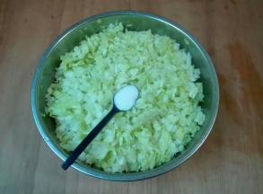 大白菜切碎放盐腌制出水