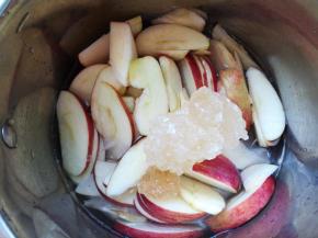 放入一碗清水和黄冰糖。