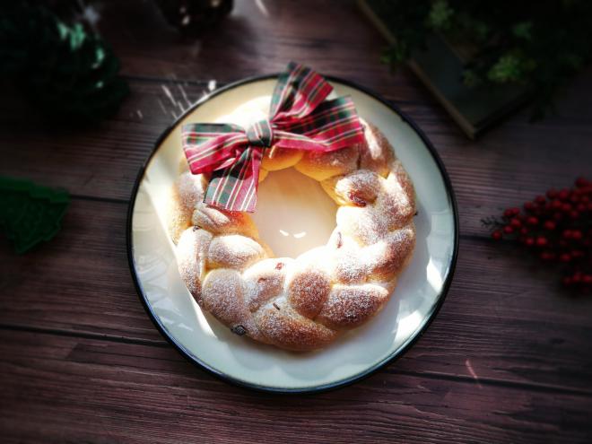 蔓越莓圣诞花环面包